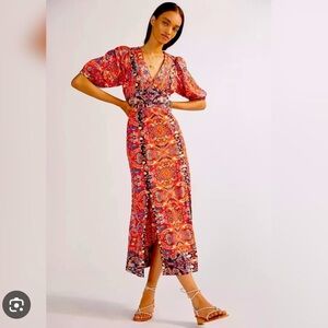 Anthropologie Orange and Black Long Sleeve Dress sz 8